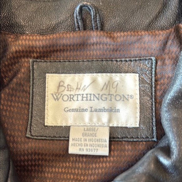 worthington 💯 %Black Leather Lambskin Jacket sz l - Picture 2 of 3